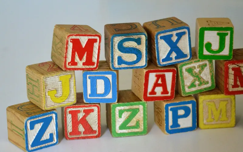 Colorful wooden alphabet blocks
